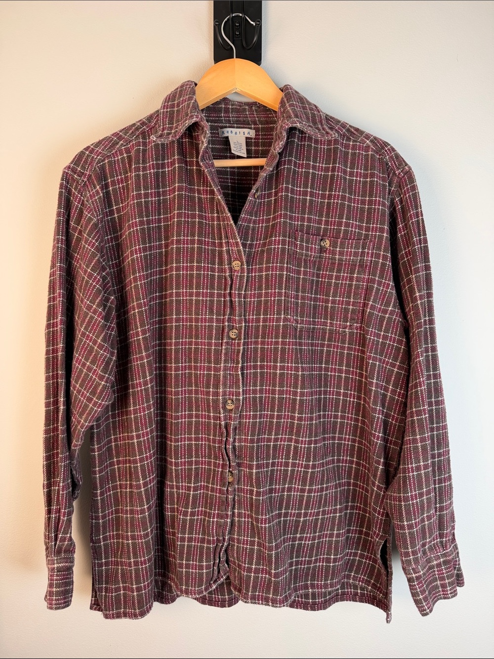 Rubbish 100% Plaid Button-Up Shirt Indie Sleaze Cabincore Size L